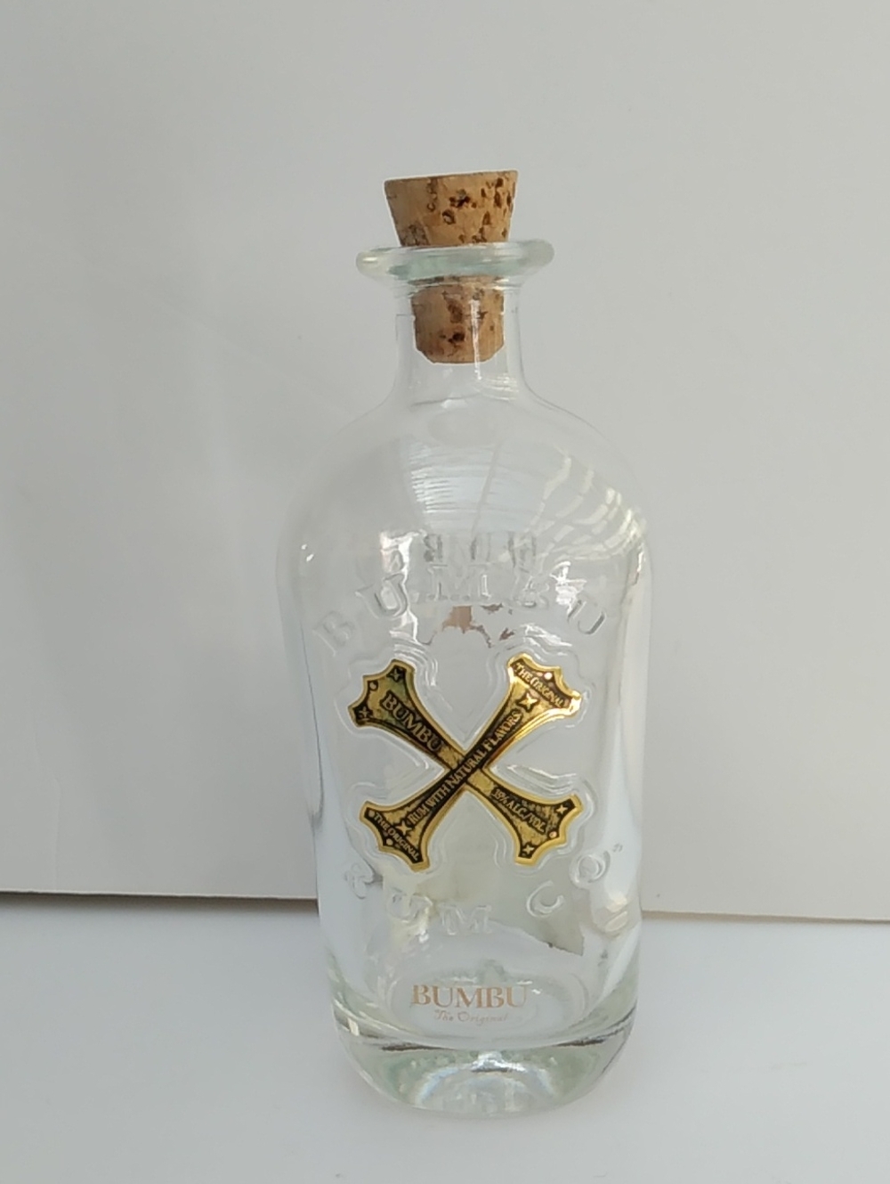 Original Clear Glass Decanter Bottle with Cork - Gold Accents